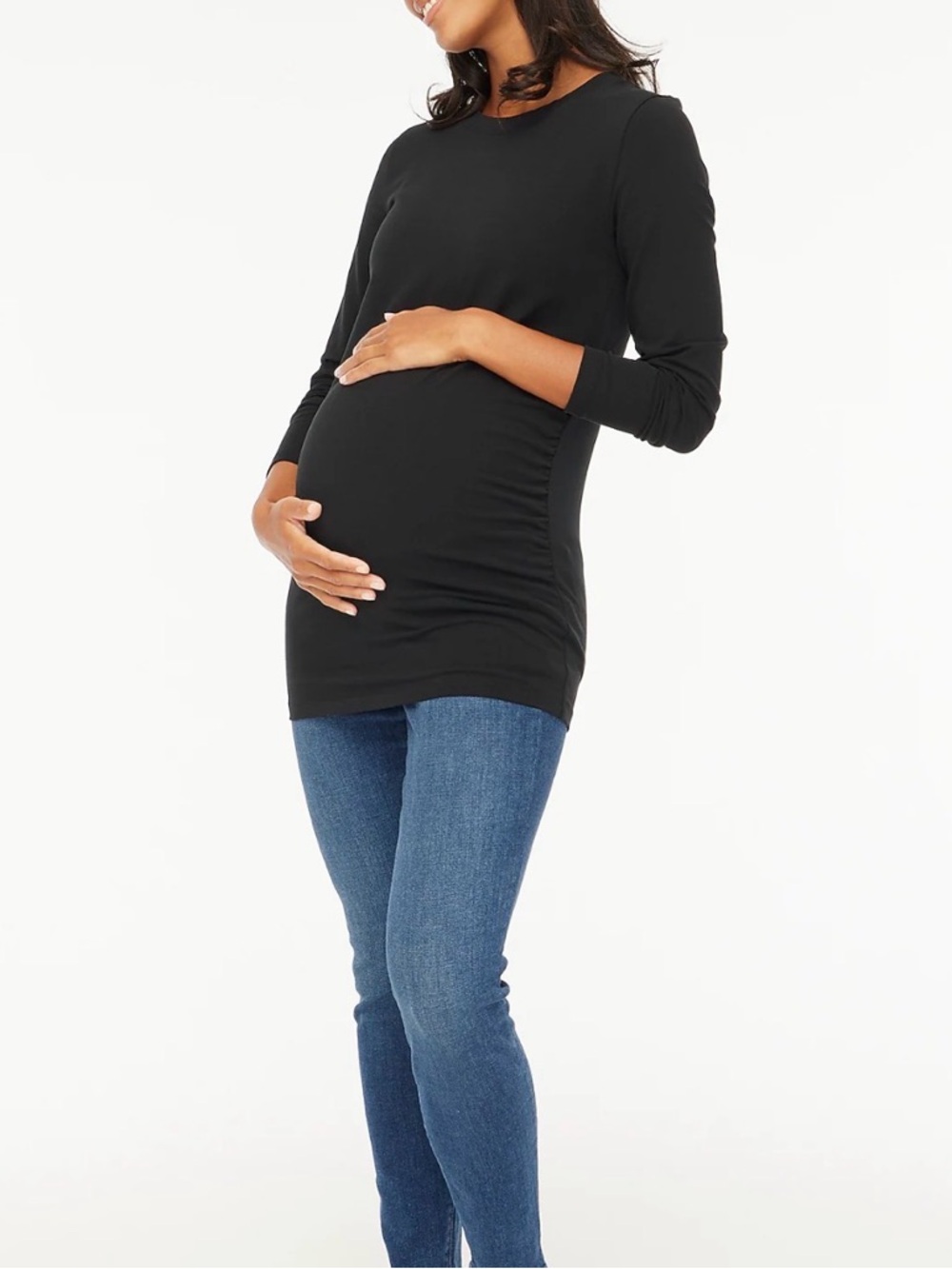 J. Crew Black Crewneck Maternity Long Sleeve Crewneck Top